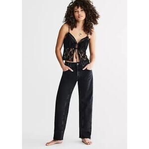 Free People Black Straight Leg Jeans